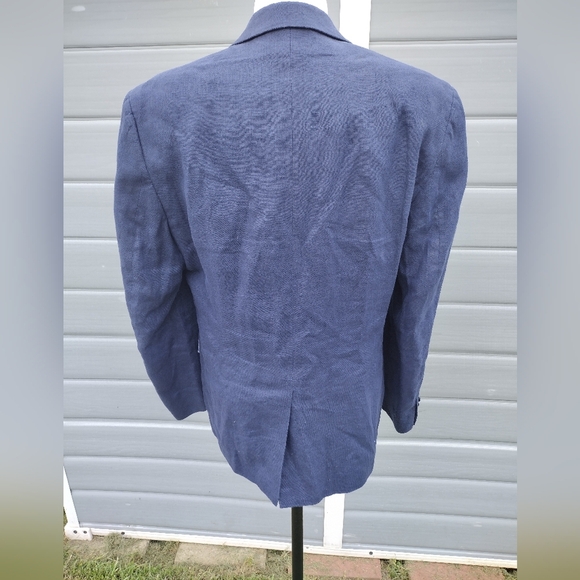 Lauren Ralph Lauren 100% Linen 2-Two Button Summer Suit Jacket Coat Navy Men 36S - Picture 3 of 10